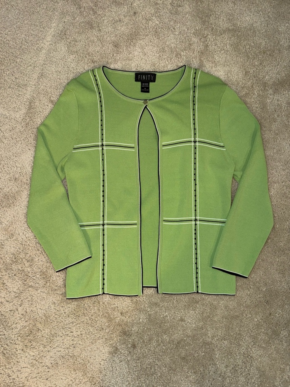 FINITY Vintage Lime Green Striped Cardigan Jacket
